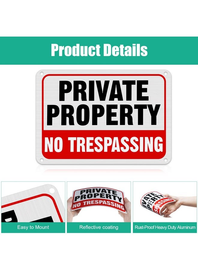 12 Pcs No Trespassing Signs Private Property Metal Reflective Aluminum No Trespassing Sign Weatherproof Warning Signs For Property Security Outdoor Yard Home, 7 X 10 Inch (Red, Black, White)