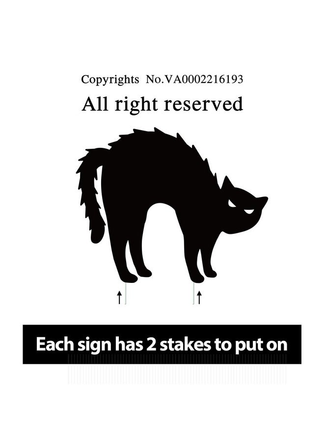 Halloween Decorations Outdoor, 6Ct Black Cat Decor Yard Signs With Stakes, Scary Silhouette With Glow In Dark Eyes, Corrugated Plastic, Waterproof Lawn Decorations For Kids Family Home Party