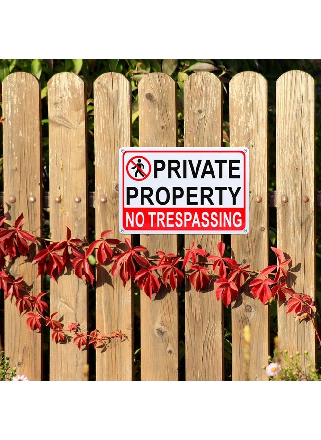 4 Pack Private Property No Trespassing Yard Sign, Aluminum, 11 3/4