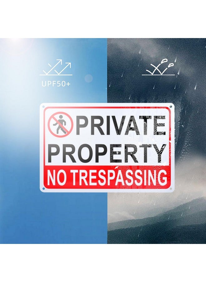 4 Pack Private Property No Trespassing Yard Sign, Aluminum, 11 3/4