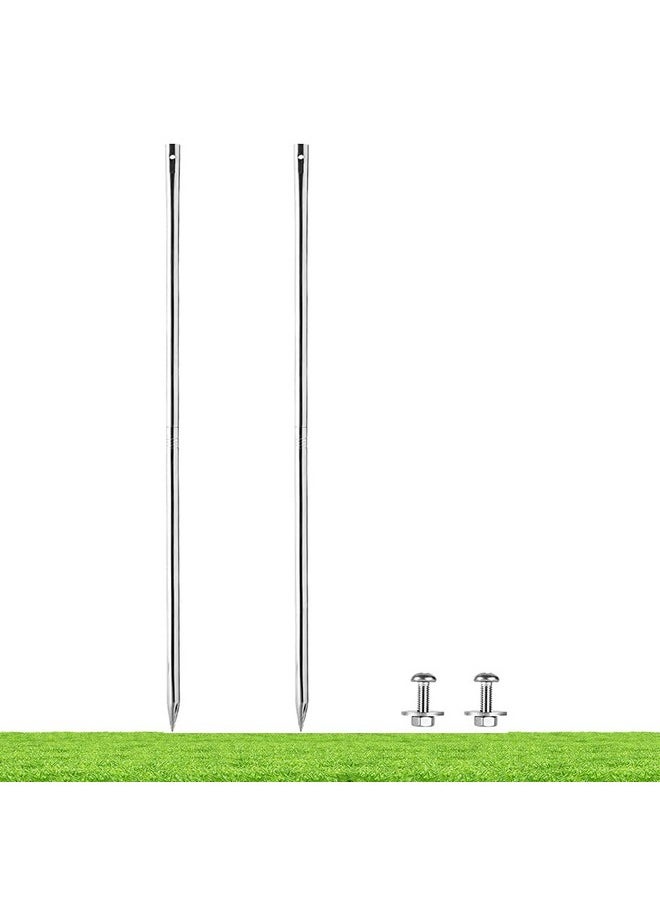 27.6“/2.3Ft Metal Stakes For Yard Signs, 5/8 Inch Thick, Stainless Steel, Hardware Included