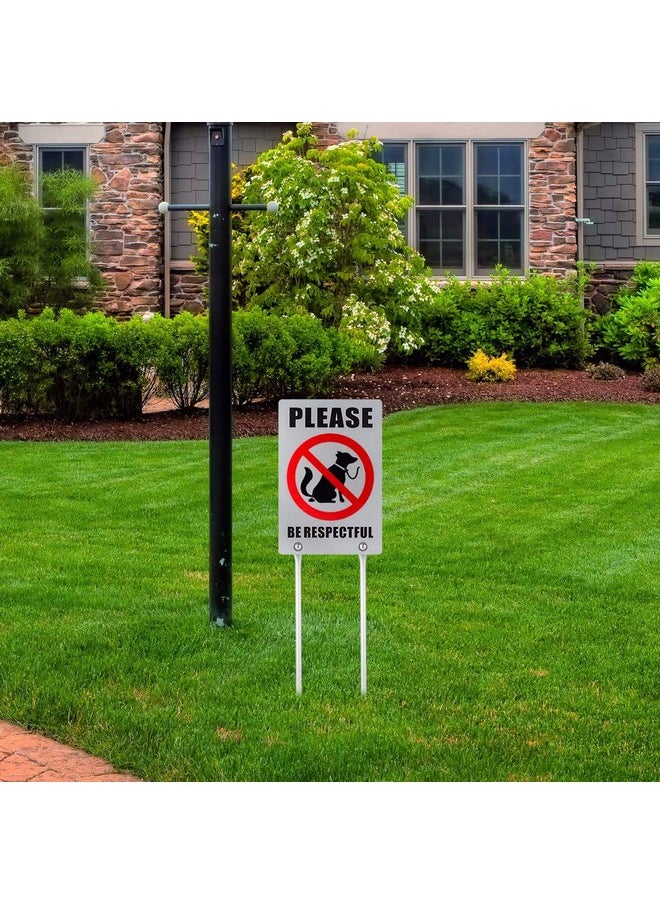 No Dog Poop Yard Sign, Double Sided Please Be Respectful Sign, All Metal Construction, 7.9