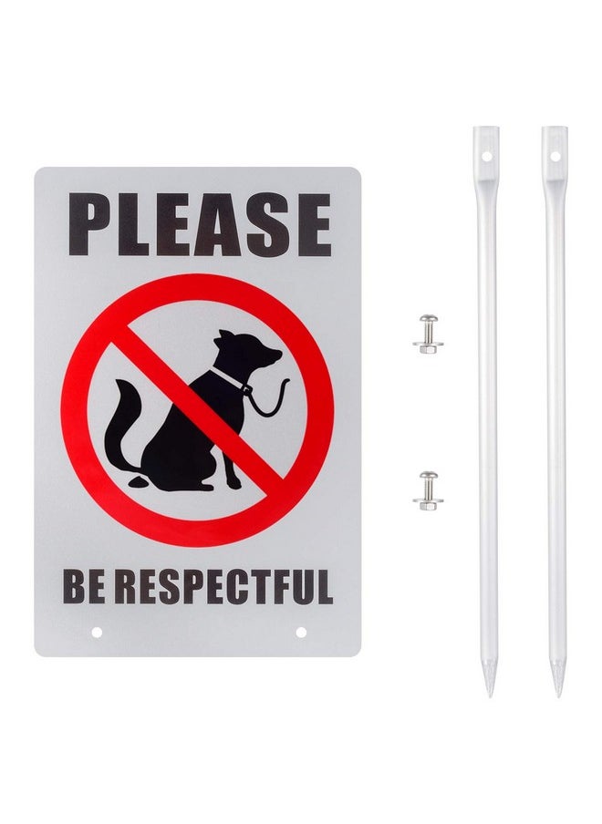 No Dog Poop Yard Sign, Double Sided Please Be Respectful Sign, All Metal Construction, 7.9