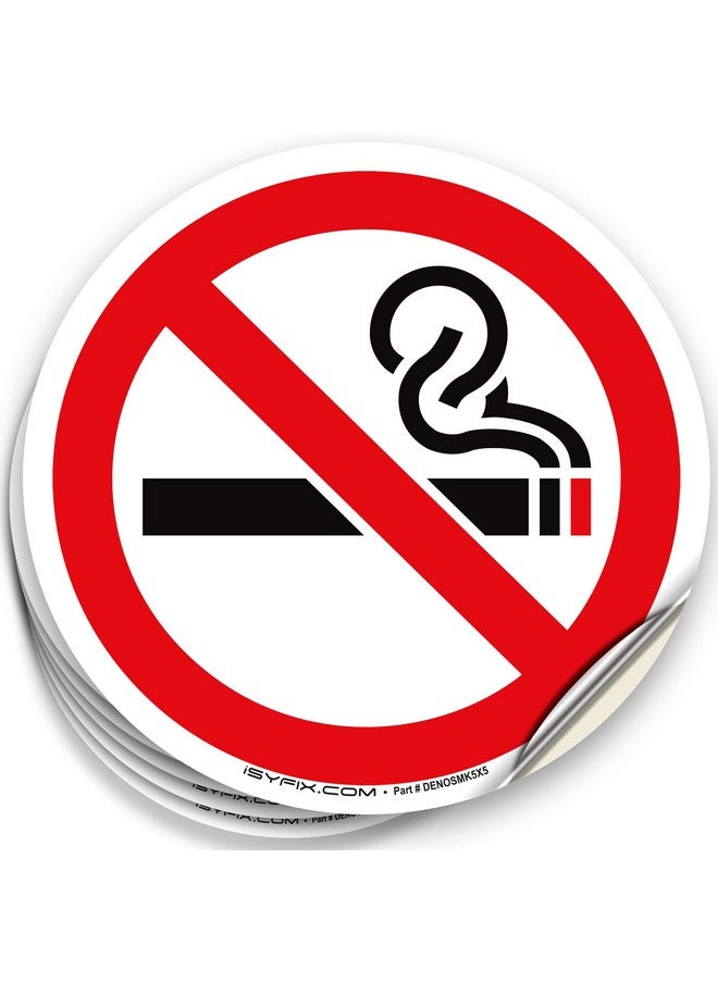 No Smoking Sign Sticker For Business - 6 Pack 5X Inch - Premium Self-Adhesive Vinyl, Laminated For Ultimate Uv, Weather, Water, & Fade Resistance, For Home, Office & Restaurants, Indoor/Outdoor