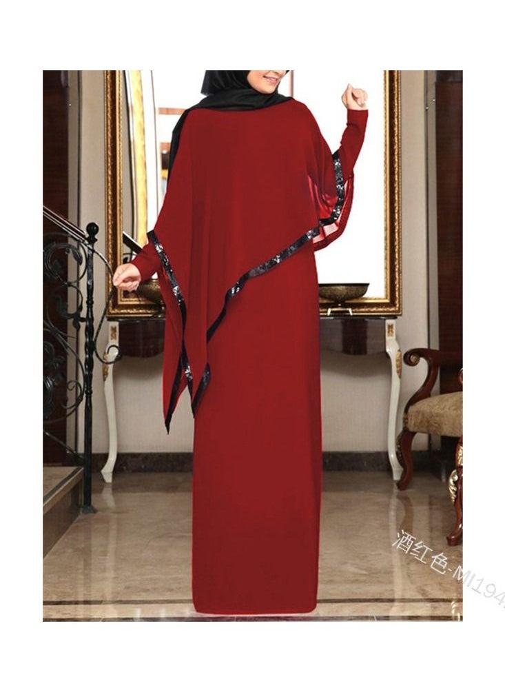 Long Sleeves Abaya With Hijab Burgundy