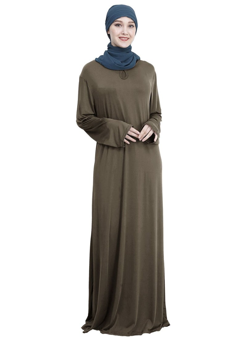 Long Sleeves Abaya With Hijab Beige