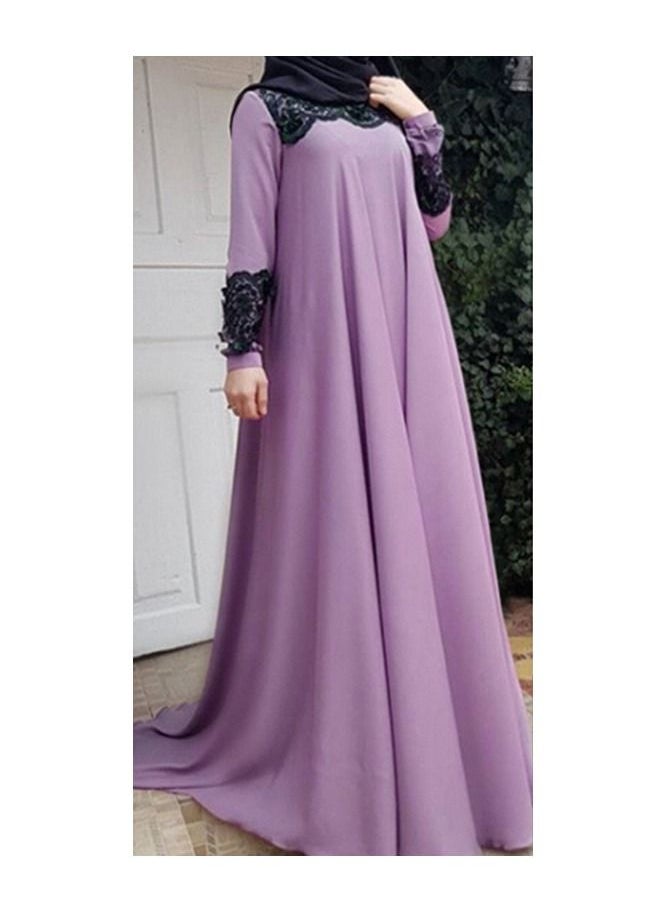 Long Sleeves Abaya With Hijab Purple