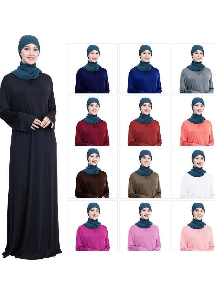 Long Sleeves Abaya With Hijab Brown