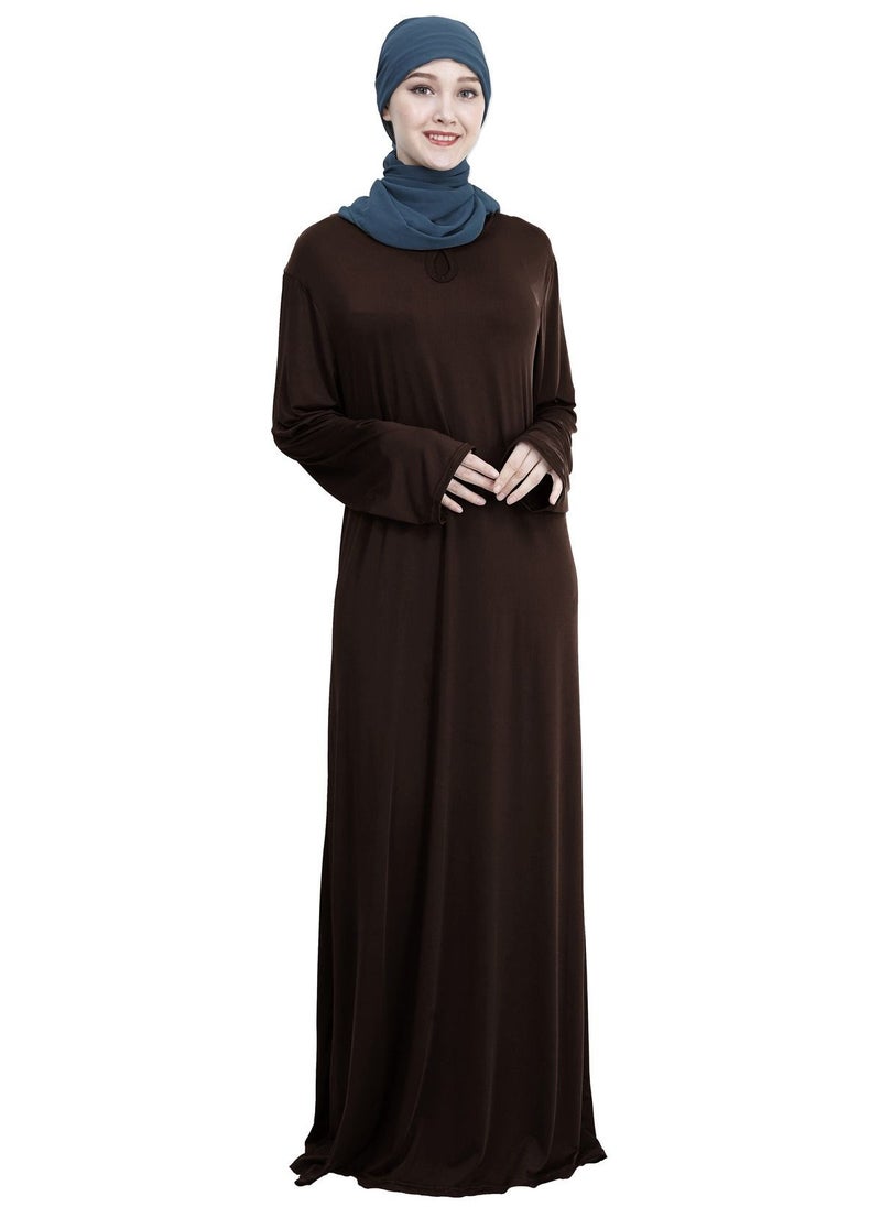 Long Sleeves Abaya With Hijab Brown