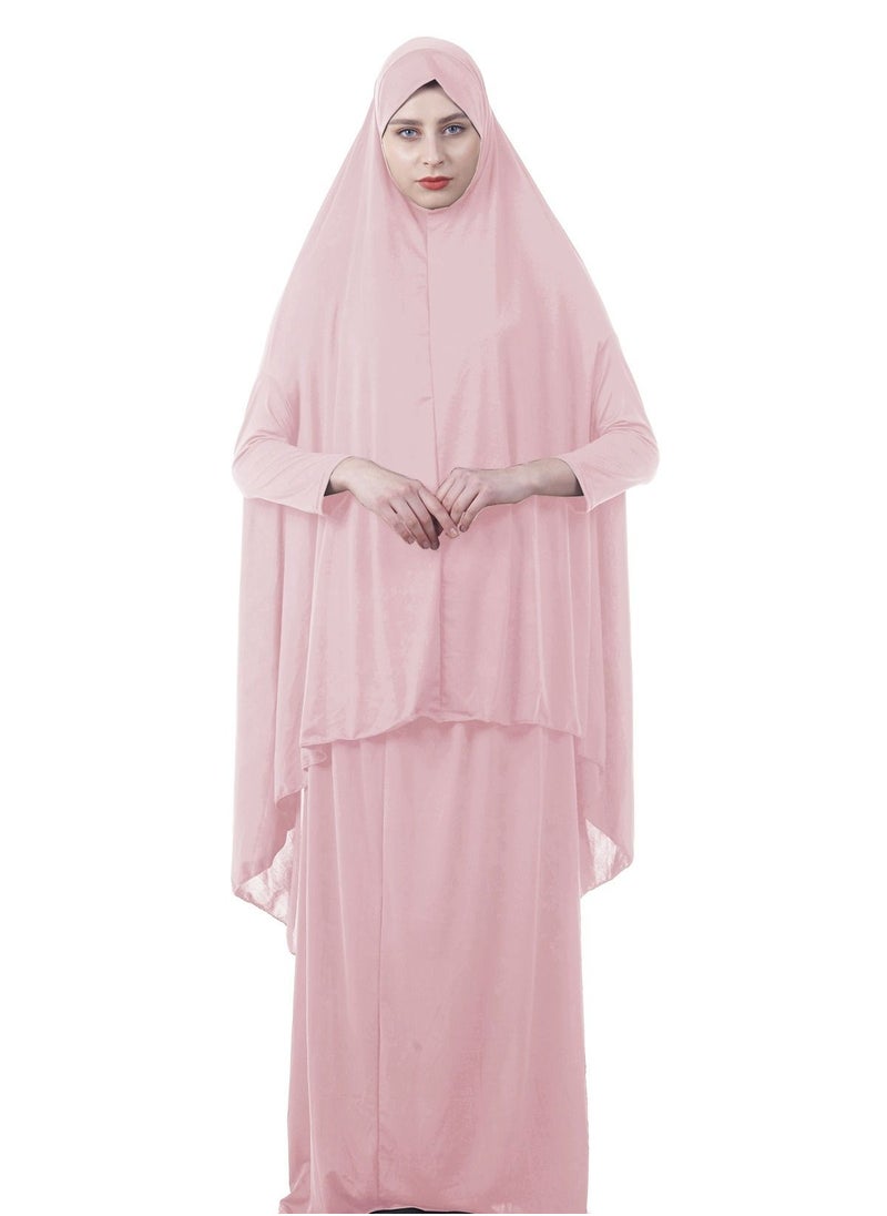 Long Sleeves Abaya With Hijab Pink