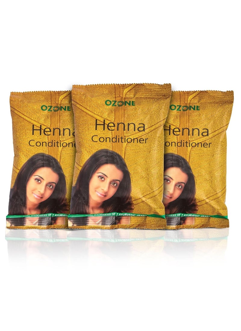 Ozone Henna Hair Conditioner |Men & Women | Ideal For Strong and Damaged Hair ,Shine & Nourish | Enriched with Bhringraj, Amla & Reetha | Paraben, Chemical & Sulphate Free - 100 g (Pack of 3)