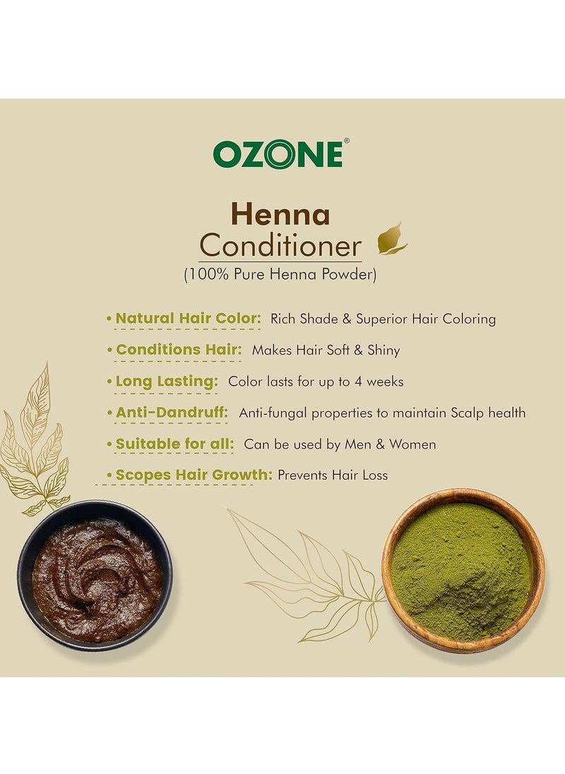 Ozone Henna Hair Conditioner |Men & Women | Ideal For Strong and Damaged Hair ,Shine & Nourish | Enriched with Bhringraj, Amla & Reetha | Paraben, Chemical & Sulphate Free - 100 g (Pack of 3)