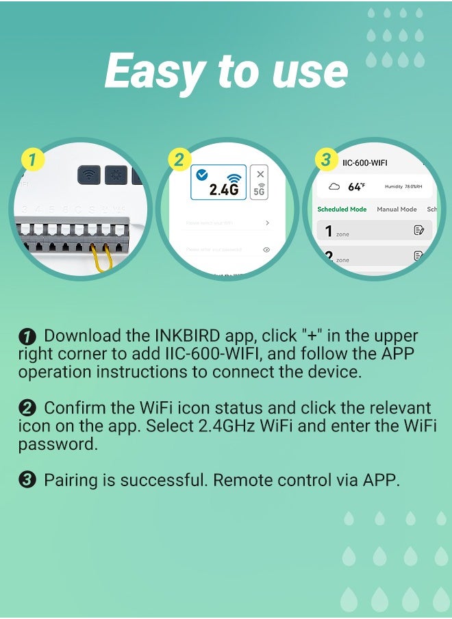 INKBIRD Smart Sprinkler Controller IIC-600-WIFI 6 Zones Auto Irrigation Controller with Wi-Fi Control Supports Rain Skip Seasonal Adjustment Manual Mode