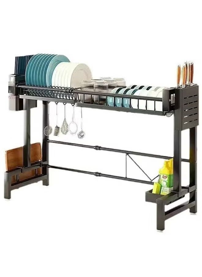 Single-Layer Kitchen Sink Organizer, Carbon Steel Kitchen Counter Organizer Storage, Black