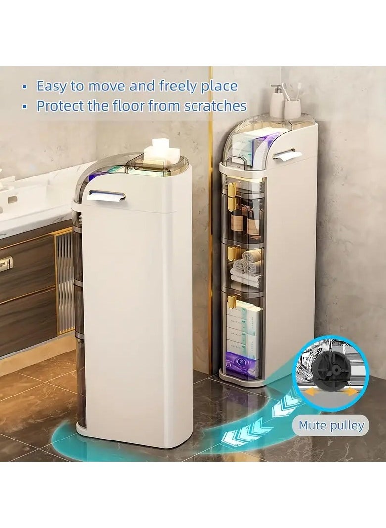 Slim Bathroom Storage Cabinet, Freestanding Bathroom Shelf with Drawer, Toilet Paper Holder, Towel Organizer, for Bathroom, Laundry Room, Entryway, Kitchen, Pantry