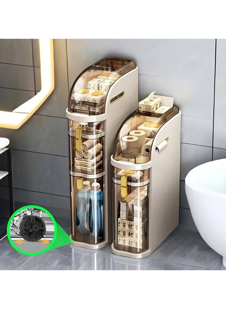 Slim Bathroom Storage Cabinet, Freestanding Bathroom Shelf with Drawer, Toilet Paper Holder, Towel Organizer, for Bathroom, Laundry Room, Entryway, Kitchen, Pantry