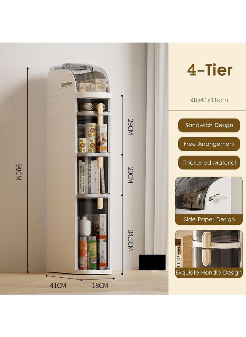 Freestanding Plastic Closet Organizer System with Drawers - Multi-Functional Narrow Slot Storage Cabinet - Mobile Multi-Layer Storage Unit with Visible Windows for Bathroom, Kitchen, Bedroom, Living Room - Home Organization & Storage Supplies