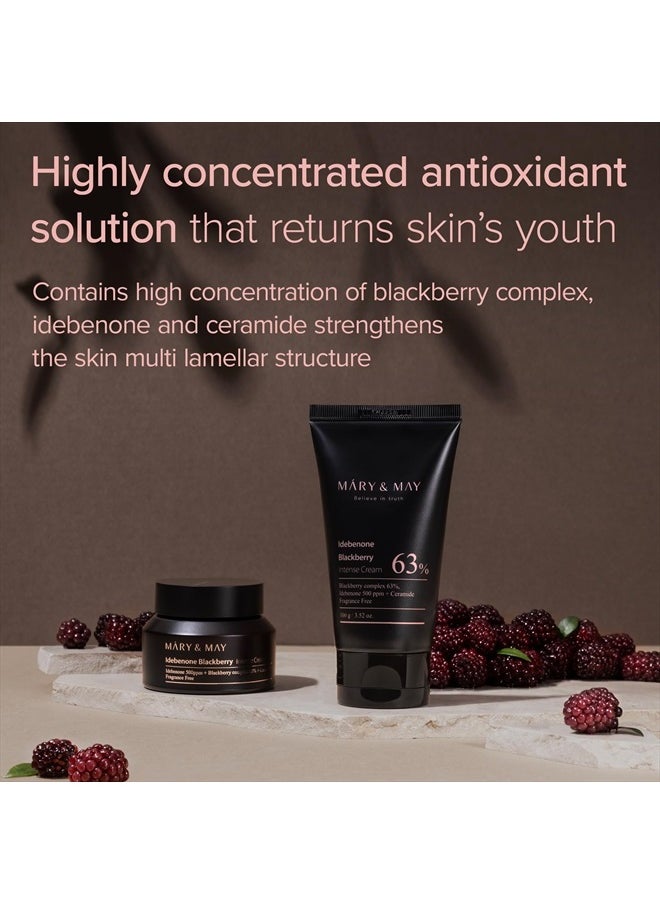 Idebenone Blackberry Intense Hydration Cream - Advanced Skin Barrier Strengthening Face Moisturizer with Niacinamide, Ceramide, and Hyaluronic Acid for Deep Moisture and Antioxidant, 3.52 oz.