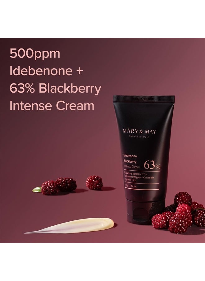 Idebenone Blackberry Intense Hydration Cream - Advanced Skin Barrier Strengthening Face Moisturizer with Niacinamide, Ceramide, and Hyaluronic Acid for Deep Moisture and Antioxidant, 3.52 oz.