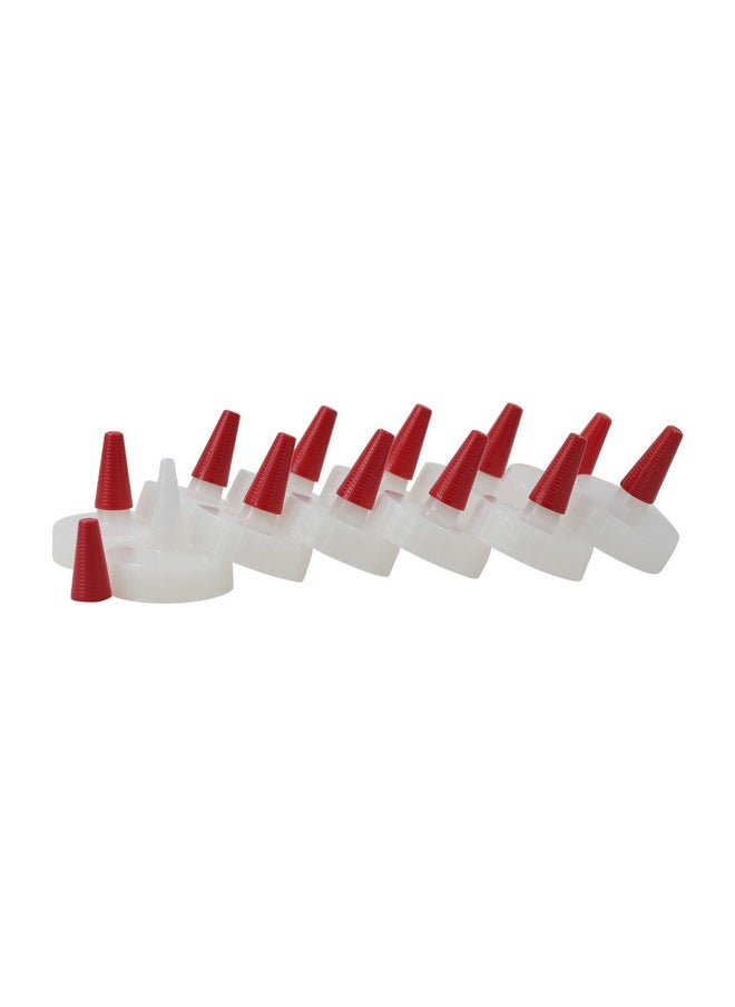 Condiment Squeeze Bottle Caps Only 38-400 Long Nozzle/Red Tip Replacements Set Of 12