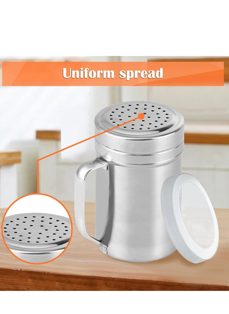 2Pcs Metal Salt Pepper Dredge Shakers Seasoning Jar Spice Shakers with Handle Hole And Cover(Large-14OZ)