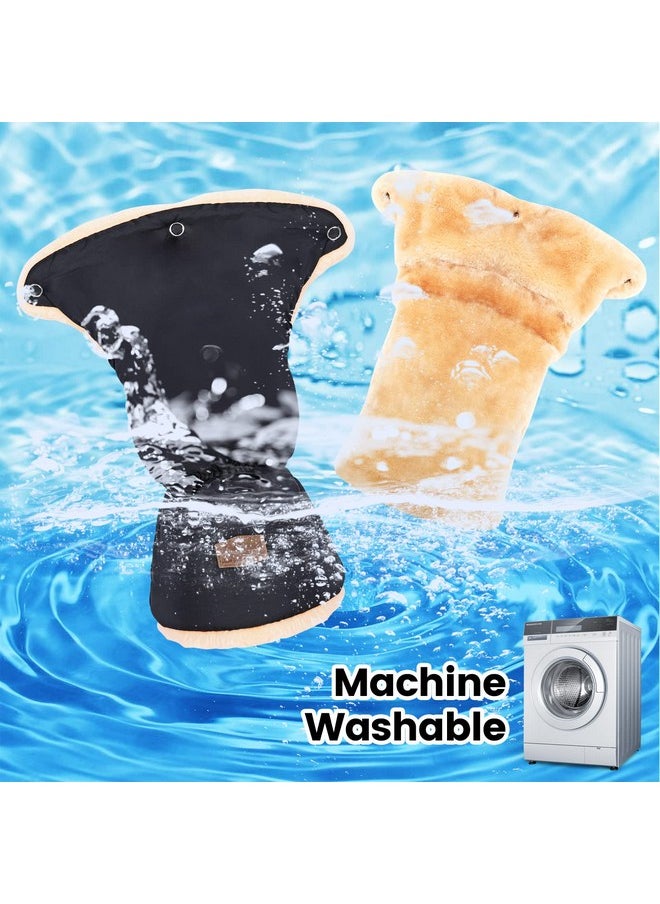 Faux Sheepskin Gloves For Stroller, Universal Winter Anti-Freeze Stroller Mittens, Waterproof Warm Extra Thick Handmuff For Stroller Accessories, Black