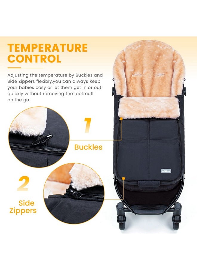 Wool Warm Bunting Bag Universal,Suitable Below 5 ℃,For Alaska,Stroller Sleeping Bag Cold Weather,Waterproof Toddler Footmuff (Black)