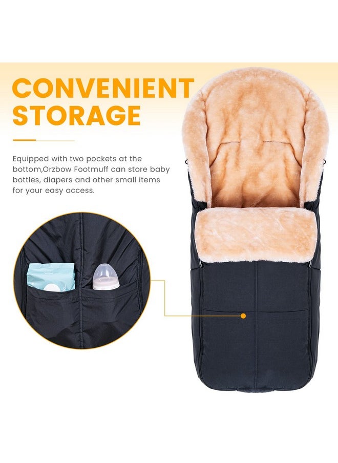 Wool Warm Bunting Bag Universal,Suitable Below 5 ℃,For Alaska,Stroller Sleeping Bag Cold Weather,Waterproof Toddler Footmuff (Black)