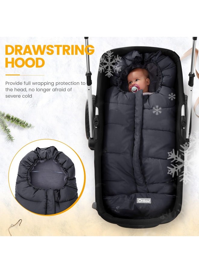 Universal Footmuff For Stroller, Winter Warm Baby Stroller Bunting Bag, Waterproof Windproof Warm Polar Fleece Lined For Toddler Stroller Sleeping Bag, Black