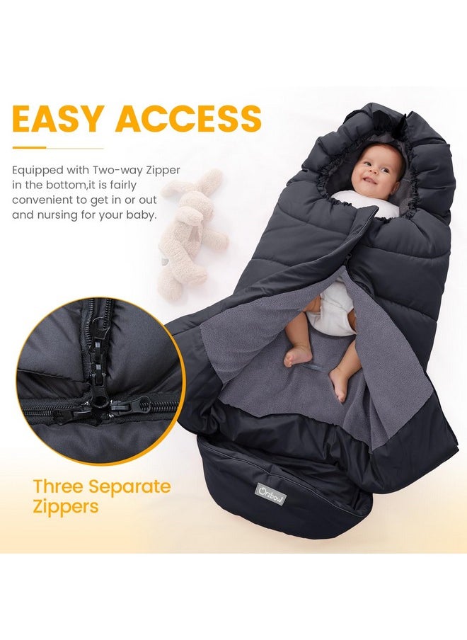 Universal Footmuff For Stroller, Winter Warm Baby Stroller Bunting Bag, Waterproof Windproof Warm Polar Fleece Lined For Toddler Stroller Sleeping Bag, Black