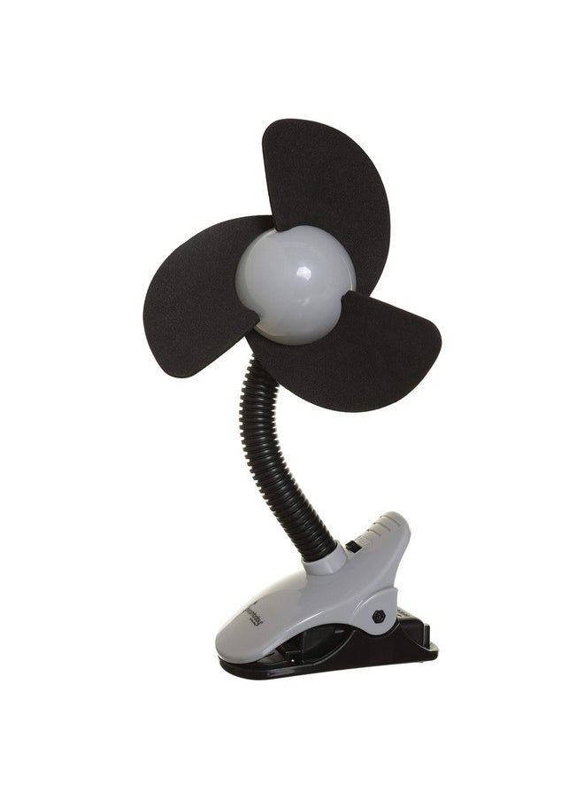 Deluxe Ezy-Fit Clip On Fan With Soft Fins - Perfect For Strollers, Cribs, Wheelchairs, Beach, Pool, Much More!, Black/Grey-1 Count (Pack Of 1)