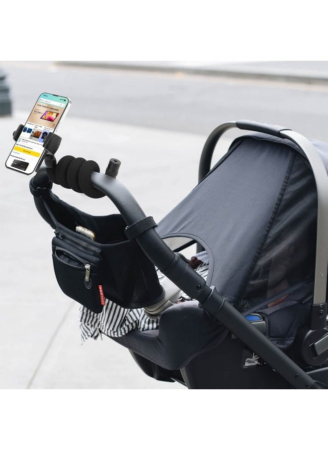 Stroller Phone Holder For Parent And Baby,Universal 20Inch Length Flexible Gooseneck Phone Stand For Stroller,Wheelchair,Treadmill,Spin Bike,Shopping Cart,Kitchen,Compatible With Iphone,Android