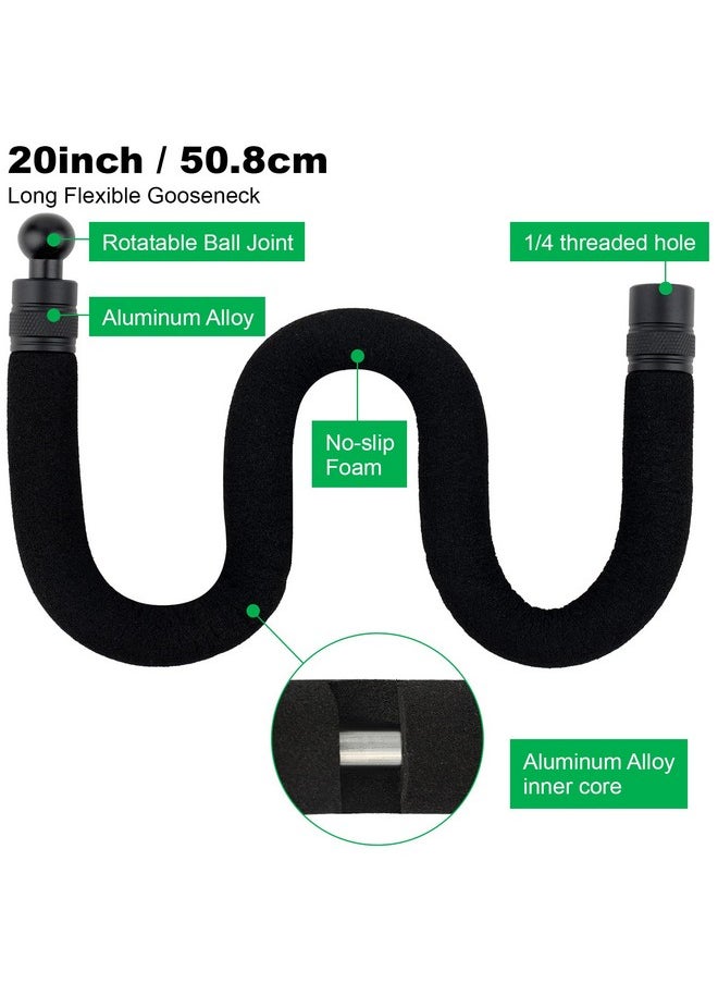 Stroller Phone Holder For Parent And Baby,Universal 20Inch Length Flexible Gooseneck Phone Stand For Stroller,Wheelchair,Treadmill,Spin Bike,Shopping Cart,Kitchen,Compatible With Iphone,Android