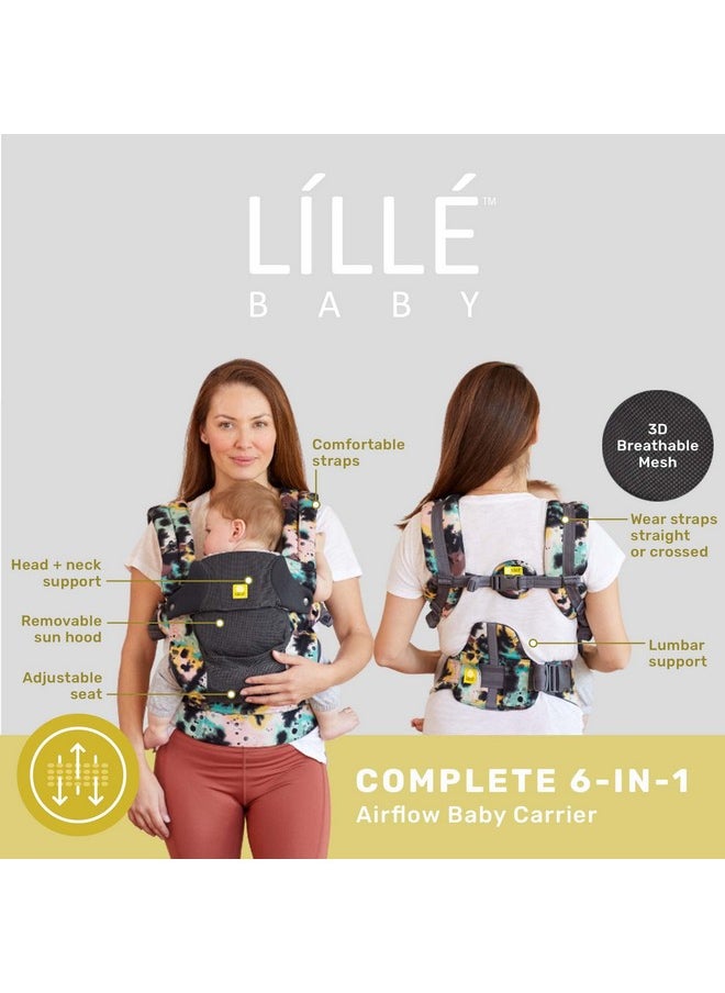 Líllébaby Complete Airflow Deluxe Ergonomic 6-In-1 Baby Carrier Newborn To Toddler - Lumbar Support - For Children 7-45 Pounds - 360 Degree Baby Wearing - Inward And Outward - Watercolor Space Dye