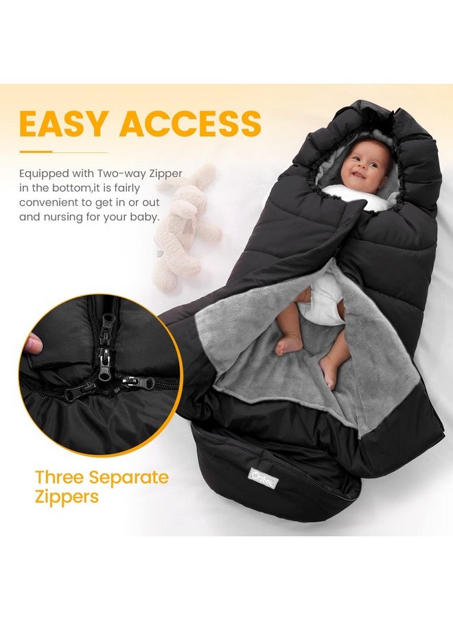 Warm Bunting Bag Universal,Stroller Sleeping Bag Cold Weather,Waterproof Toddler Footmuff (Black, Large)