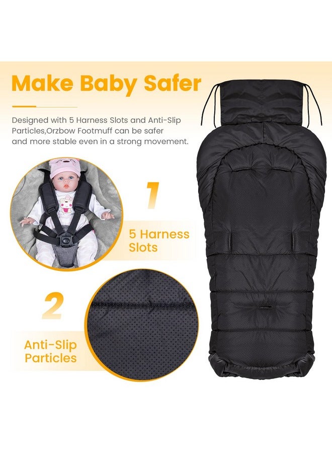 Warm Bunting Bag Universal,Stroller Sleeping Bag Cold Weather,Waterproof Toddler Footmuff (Black, Large)