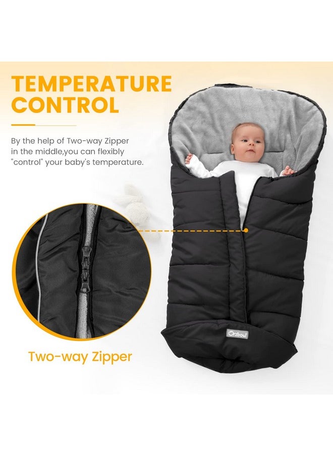 Warm Bunting Bag Universal,Stroller Sleeping Bag Cold Weather,Waterproof Toddler Footmuff (Black, Large)