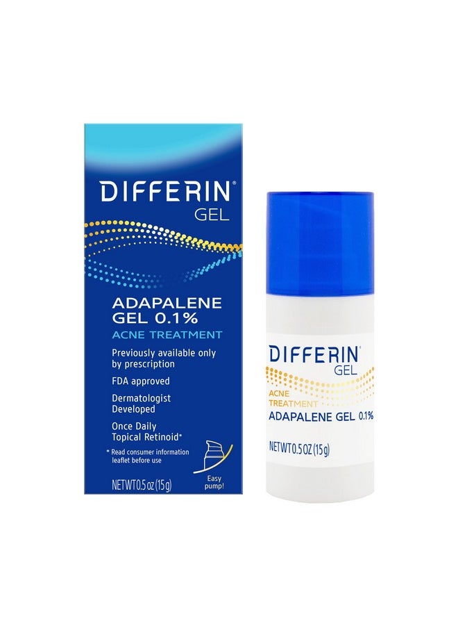 Acne Treatment Gel, 30 Day Supply, Retinoid Treatment For Face With 0.1% Adapalene, Gentle Skin Care For Acne Prone Sensitive Skin, 15G Pump (Packaging May Vary)