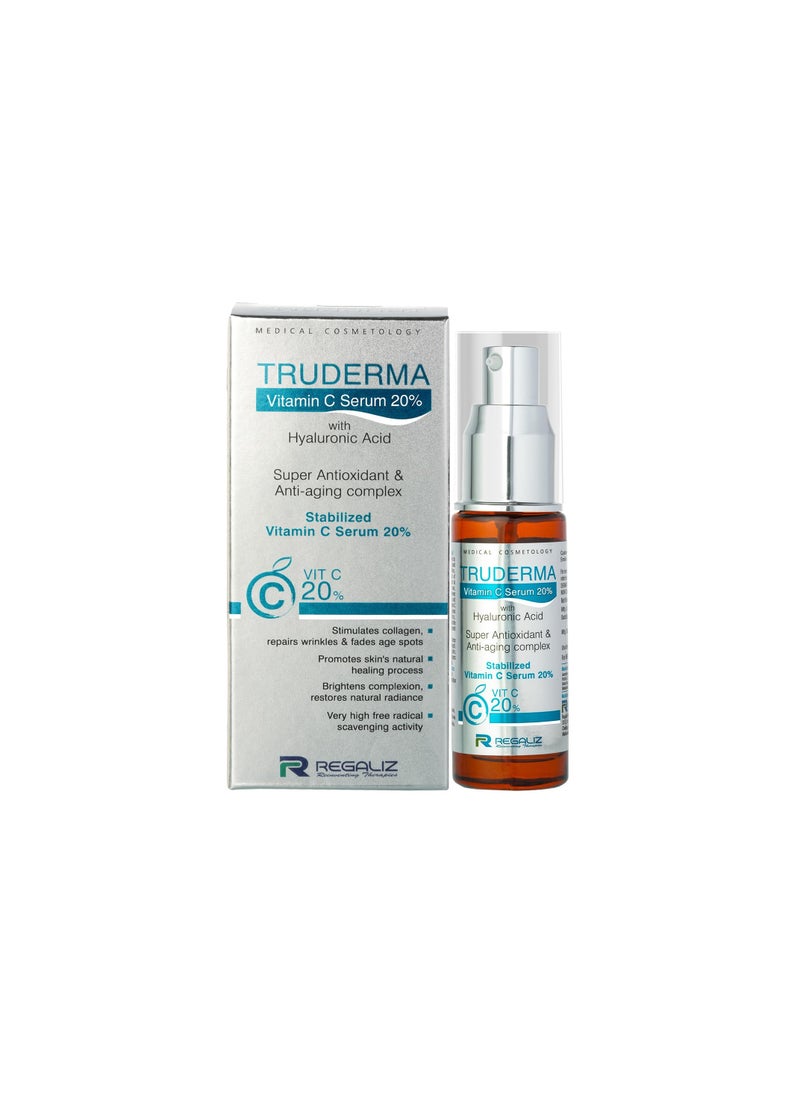 REGALIZ Truderma Vitamin C Serum 20% with Hyaluronic Acid | Anti-Aging, Brightening & Hydrating Formula | 20ml