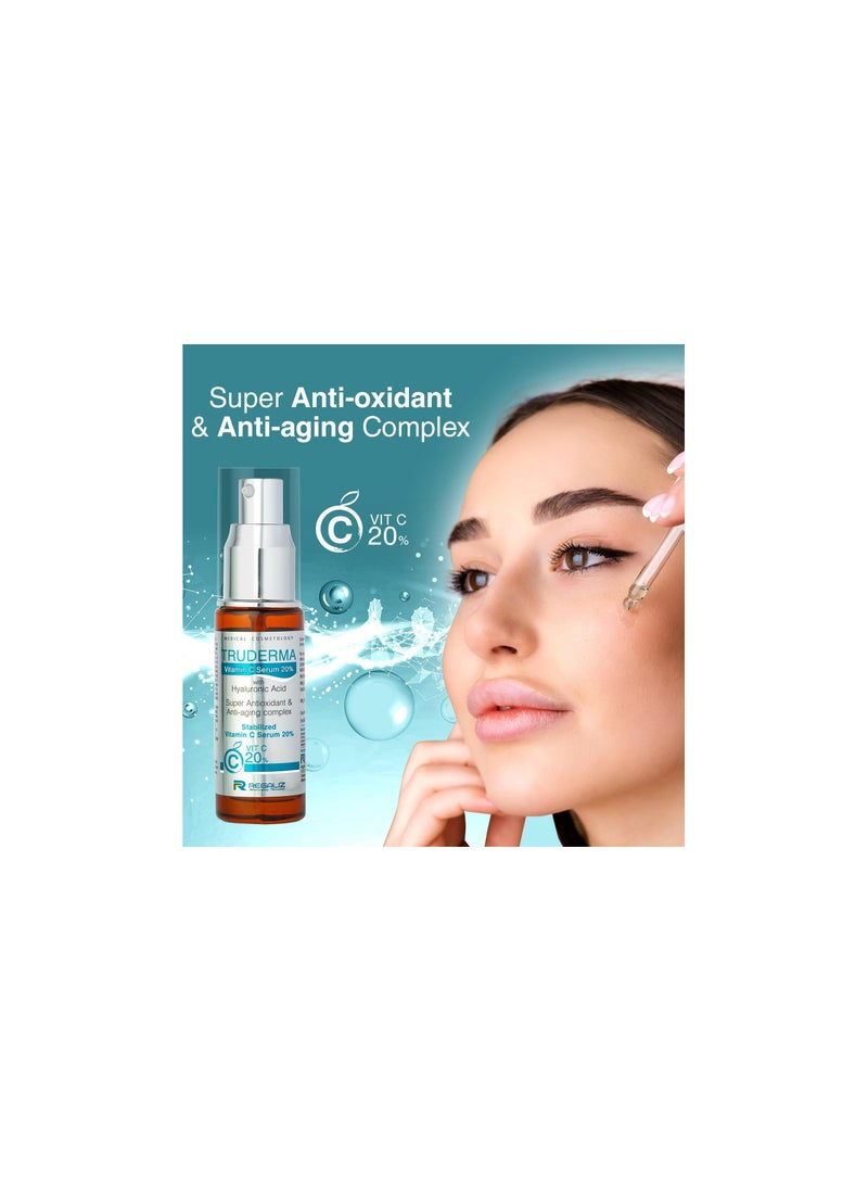 REGALIZ Truderma Vitamin C Serum 20% with Hyaluronic Acid | Anti-Aging, Brightening & Hydrating Formula | 20ml