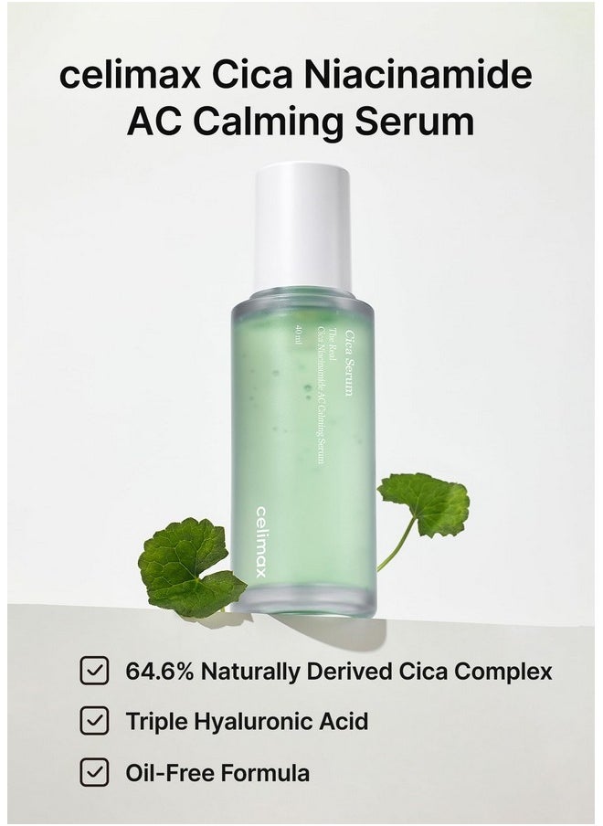 The Real Cica Niacinamide Ac Calming Serum | With Hyaluronic Acid, Redness Relief, Moisturizing, Soothing & Restoring Serum, Mild Formula For Sensitive, 40Ml