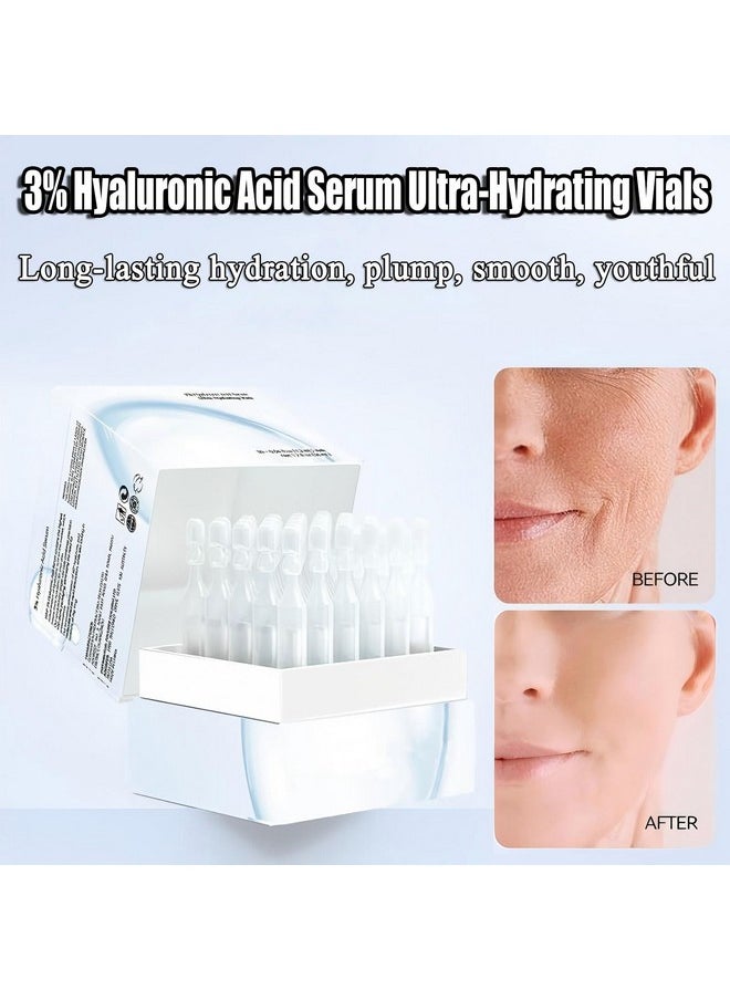 3% Hyaluronic Acid Serum,3% Hyaluronic Acid Serum Ultra-Hydrating Vials,Single-Use Ampoules Suitable For All Skin Types（1 Box Of 30 Bottles）