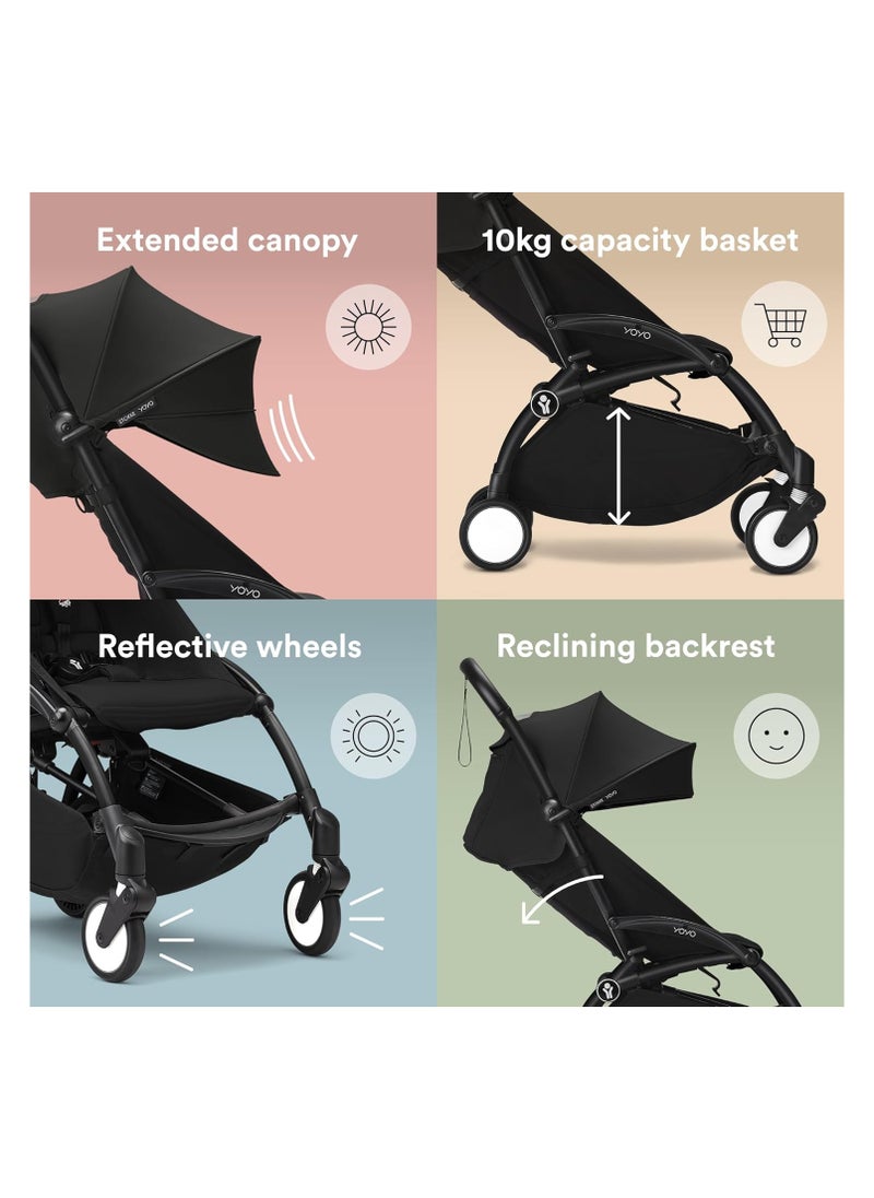 YOYO3 Complete Stroller Set - Black Frame With Colour Pack, 6+ Months - Black