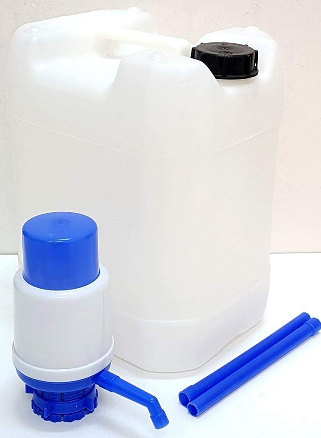 Heavy Duty Plastic Jerry Can With Water Pump White 25Liters