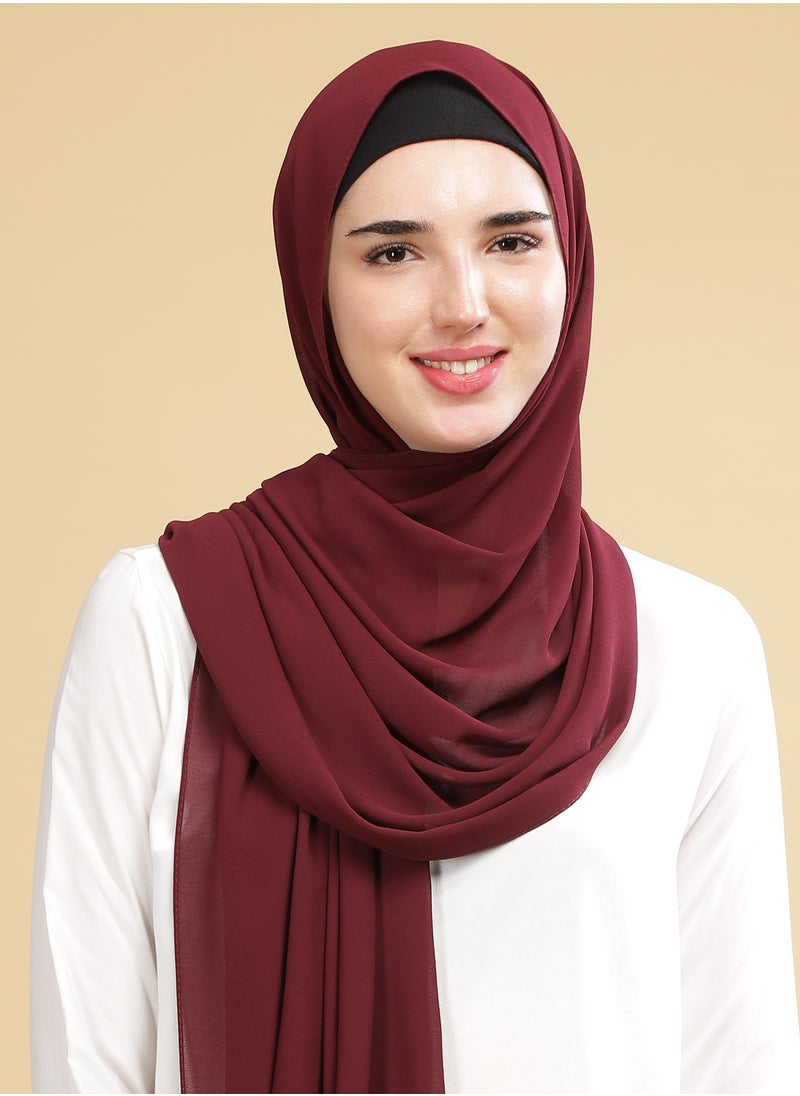 Moja Premium Georgette Hijab - Dark Maroon