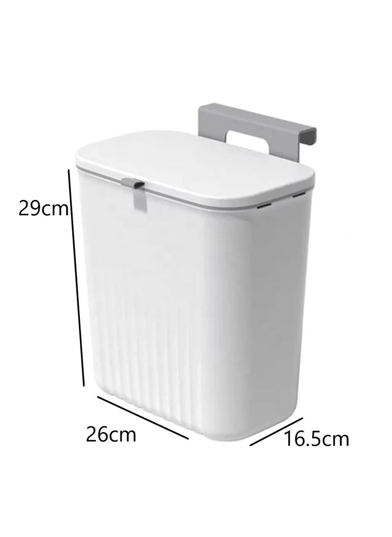 9L Kitchen Compost Bin with Lid, Hanging Trash Can for Kitchen Cabinet Door, Under Sink Dust bin, Garbage Bin for Bathroom, Wall Mounted Trash Bin, Kitchen Counter Waste Bin.