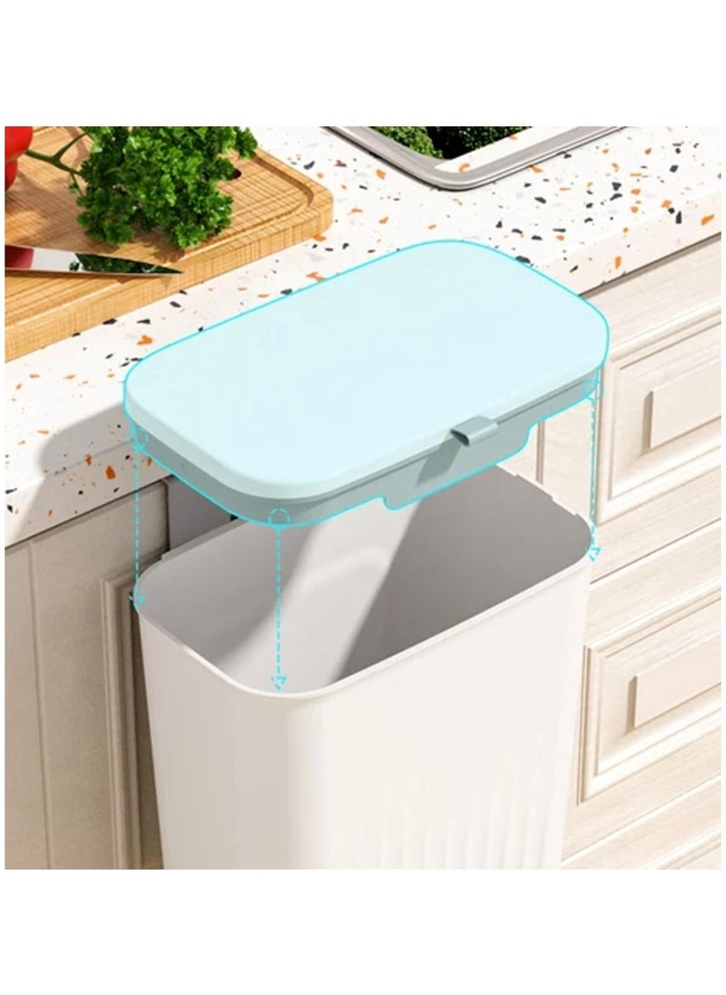 9L Kitchen Compost Bin with Lid, Hanging Trash Can for Kitchen Cabinet Door, Under Sink Dust bin, Garbage Bin for Bathroom, Wall Mounted Trash Bin, Kitchen Counter Waste Bin.