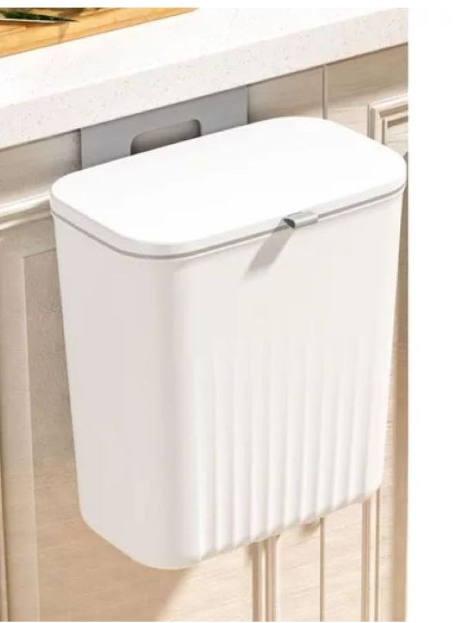 9L Kitchen Compost Bin with Lid, Hanging Trash Can for Kitchen Cabinet Door, Under Sink Dust bin, Garbage Bin for Bathroom, Wall Mounted Trash Bin, Kitchen Counter Waste Bin.