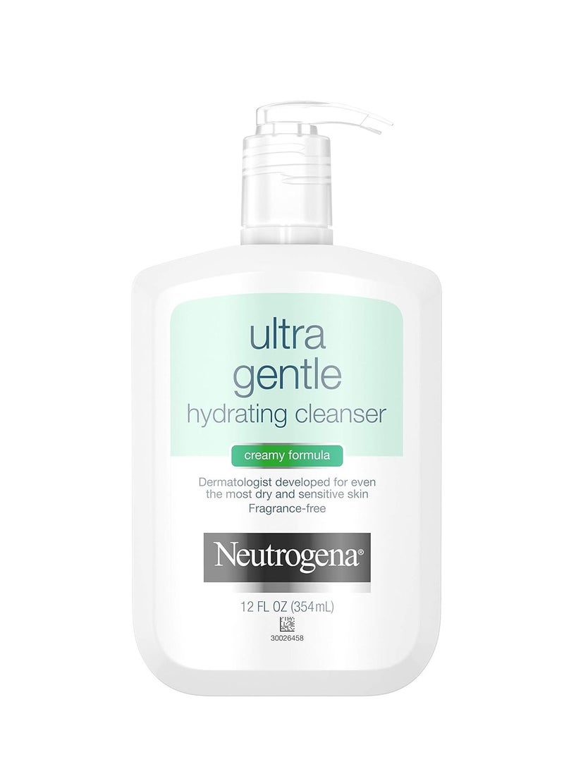 Ultra Gentle Hydrating Facial Cleanser, Non-Foaming Face Wash for Sensitive Skin, Gently Cleanses Face Without Over Drying, Oil-Free, Soap-Free, Fragrance-Free, 12 fl. Oz 354 mlml