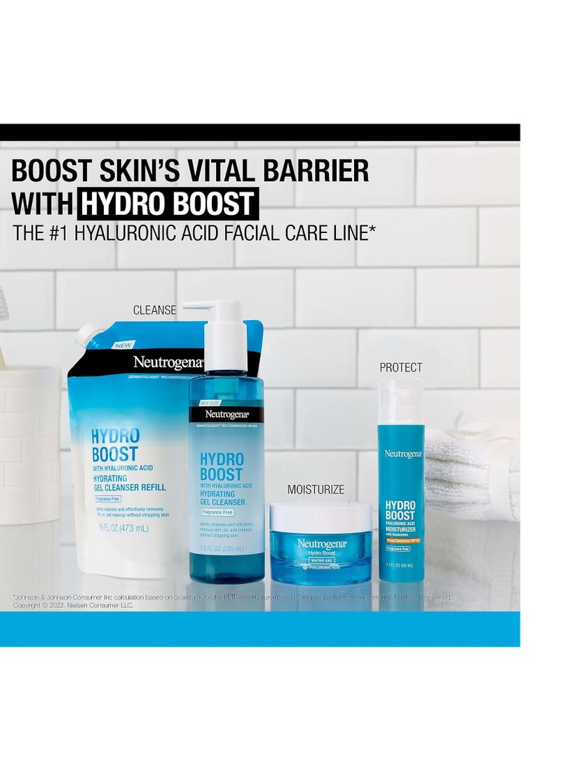 Hydro Boost Fragrance Free Hydrating Gel Facial Cleanser with Hyaluronic Acid, Daily Foaming Face Wash & Makeup Remover, Gentle Face Wash, Non-Comedogenic, Refill Pouch, 16 fl. Oz 473 mlml